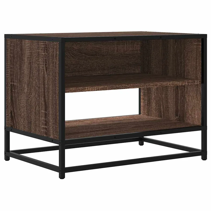 Meuble TV chêne marron 61x40x46 cm bois d'ingénierie et métal - 2