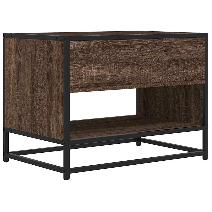 Meuble TV chêne marron 61x40x46 cm bois d'ingénierie et métal - 5