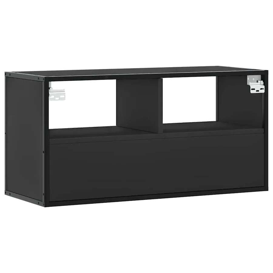 Meuble TV noir 80x31x39,5 cm bois d'ingénierie et métal - 6