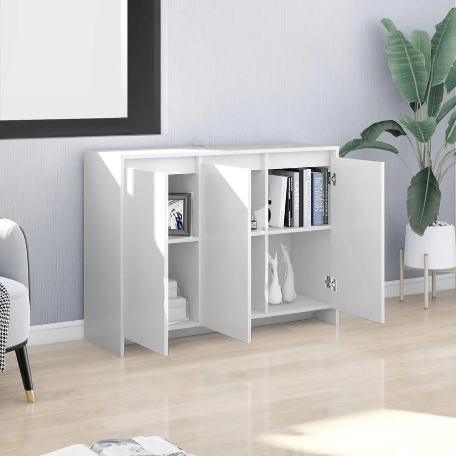 Buffet Blanc 102x33x75 cm Bois d'ingénierie - 3