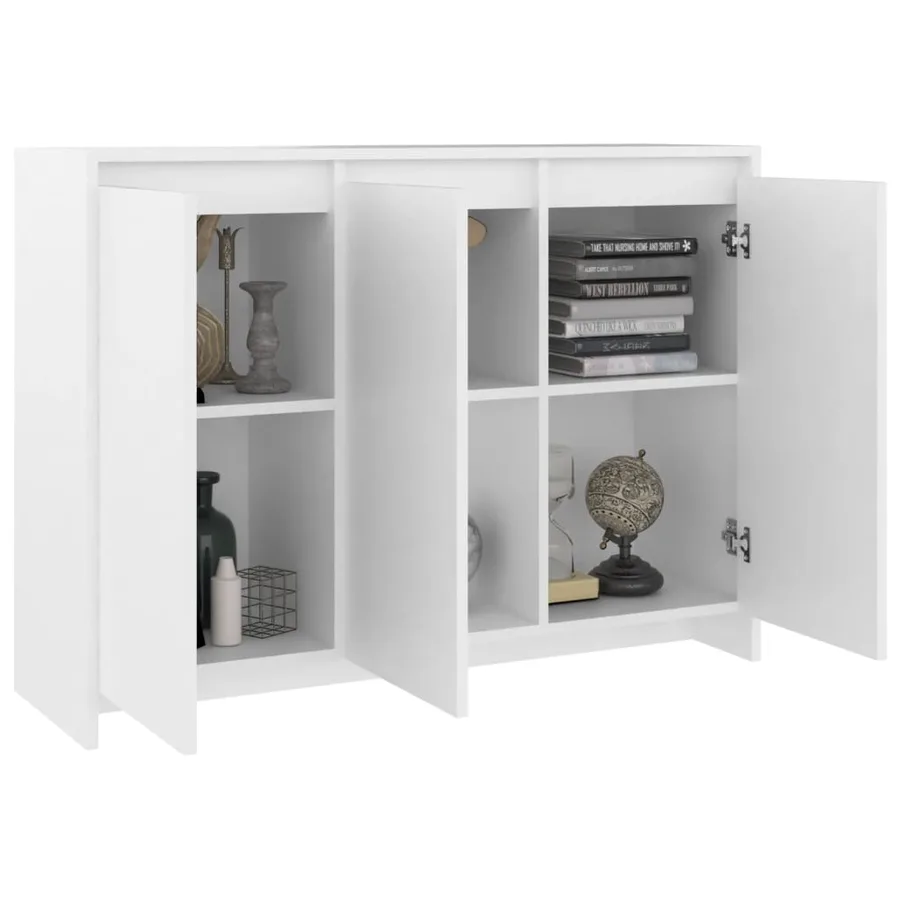 Buffet Blanc 102x33x75 cm Bois d'ingénierie - 4