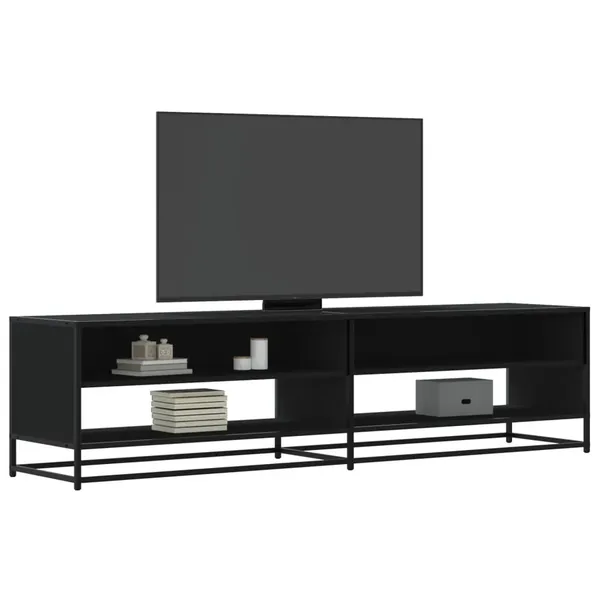 Meuble TV noir 180,5x40x46 cm bois d'ingénierie