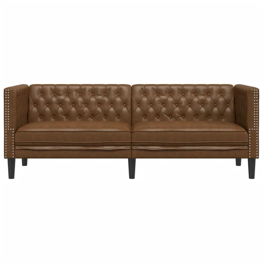 Canapé à 3 places Chesterfield marron similicuir daim - 4