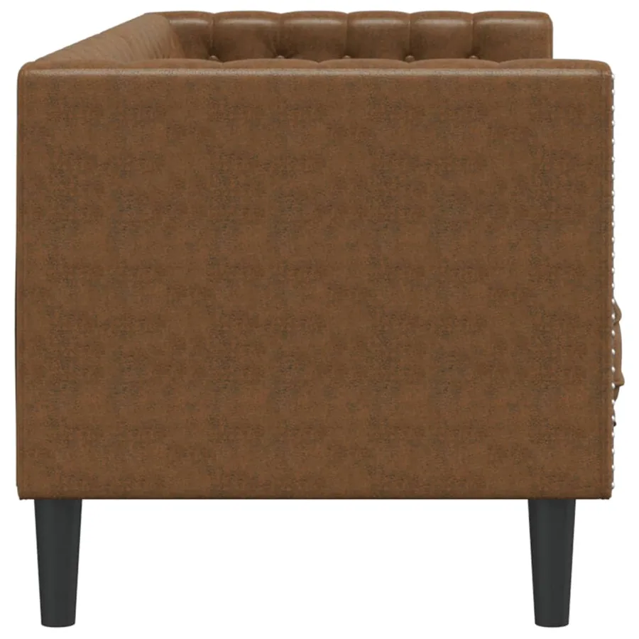 Canapé à 3 places Chesterfield marron similicuir daim - 5