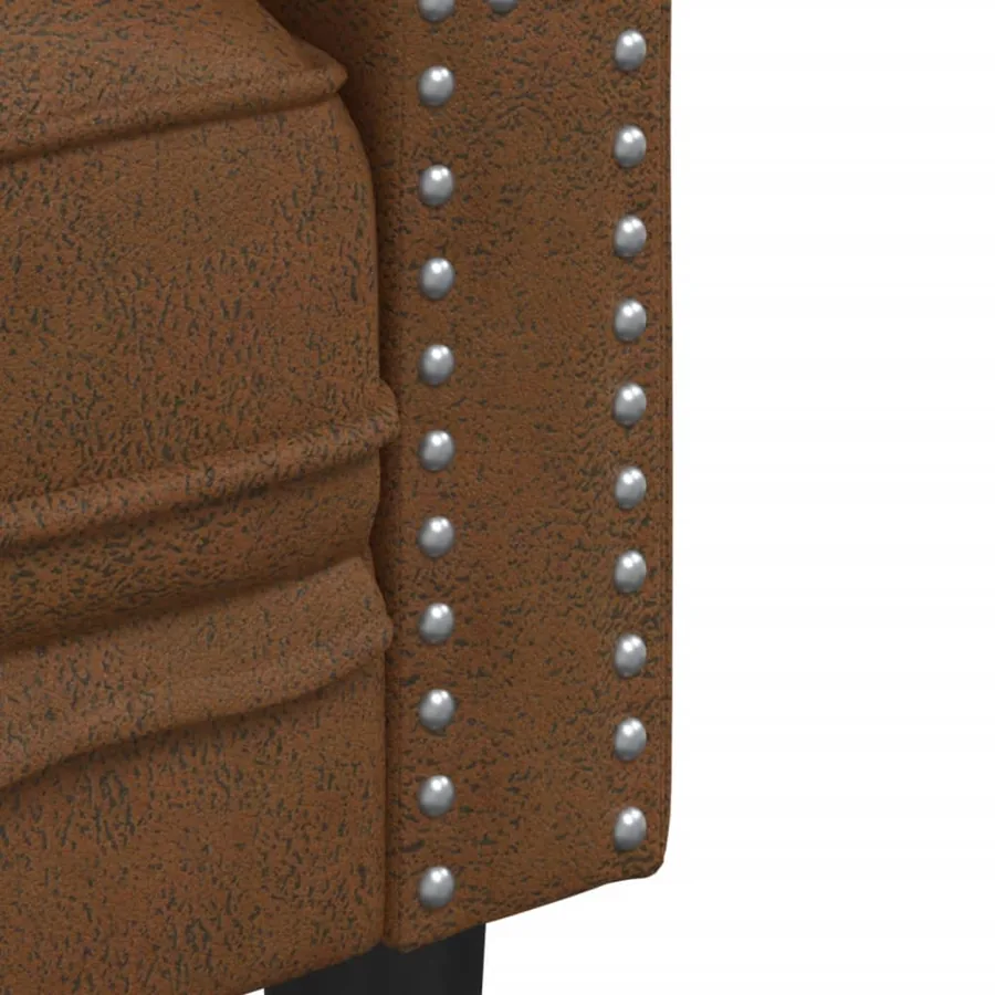 Canapé à 3 places Chesterfield marron similicuir daim - 7