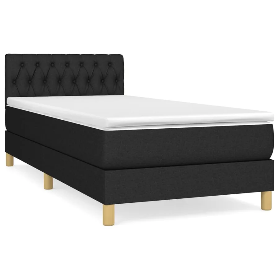Sommier à lattes de lit avec matelas Noir 100x200 cm Tissu - 2