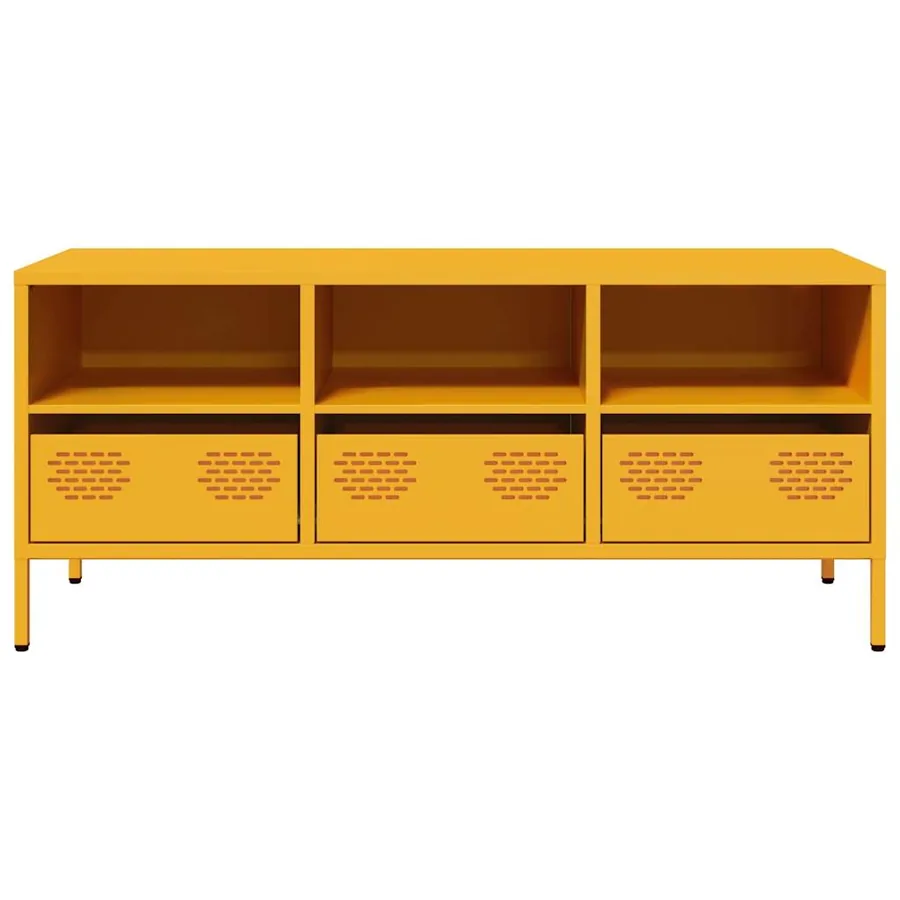Meuble TV jaune moutarde 101,5x39x43,5 cm acier laminé à froid - 4