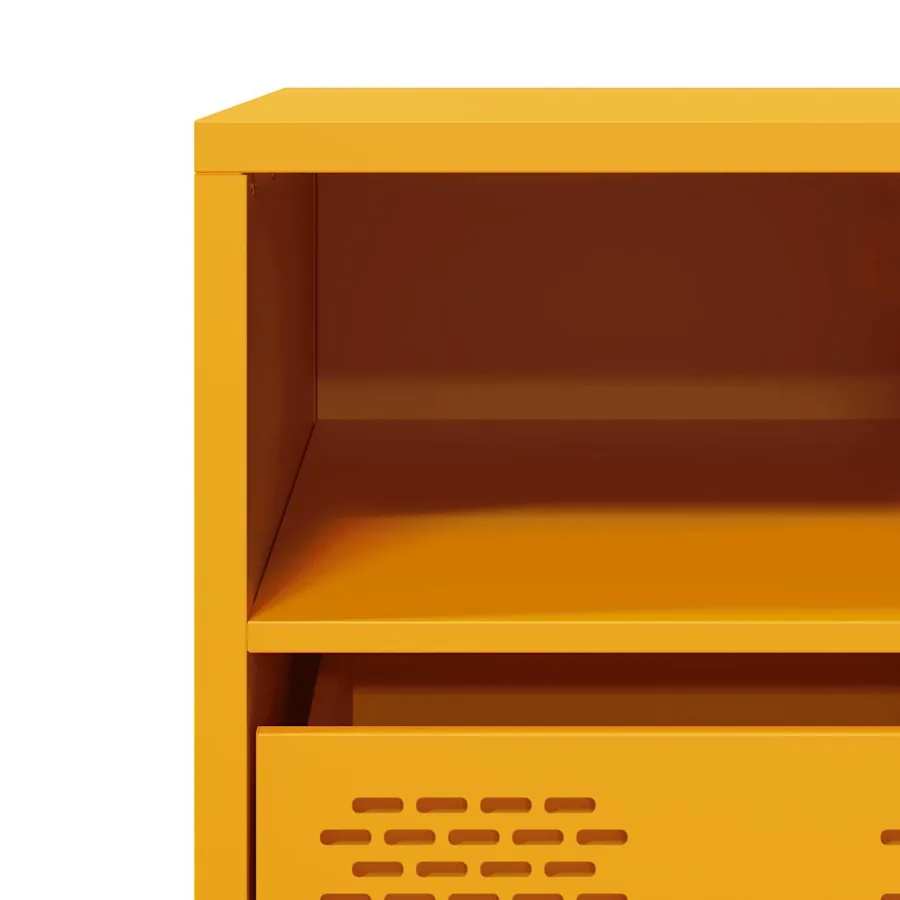 Meuble TV jaune moutarde 101,5x39x43,5 cm acier laminé à froid - 9