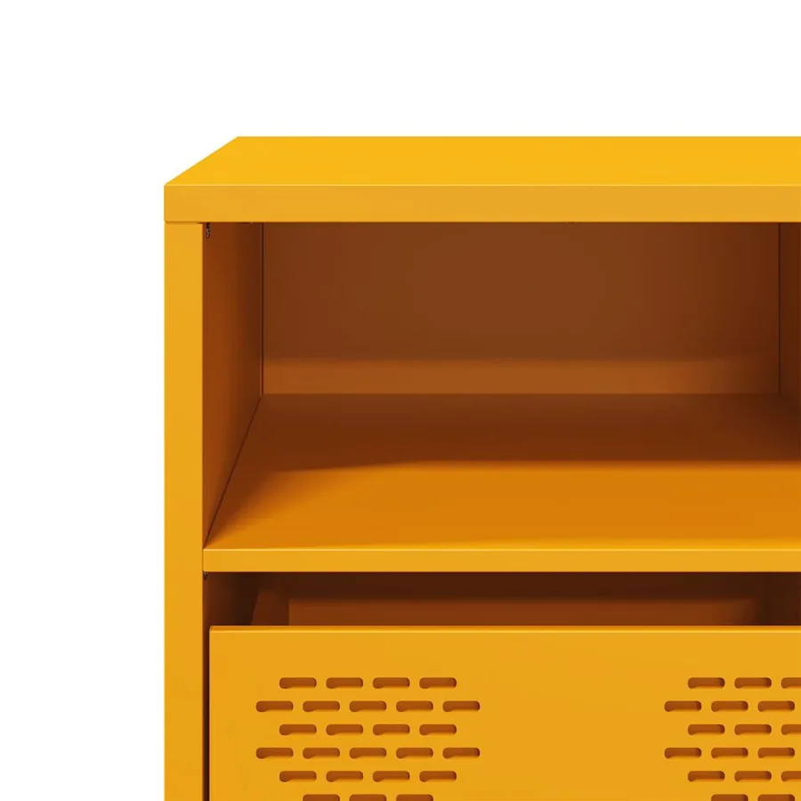 Meuble TV jaune moutarde 135x39x43,5 cm acier laminé à froid - 9