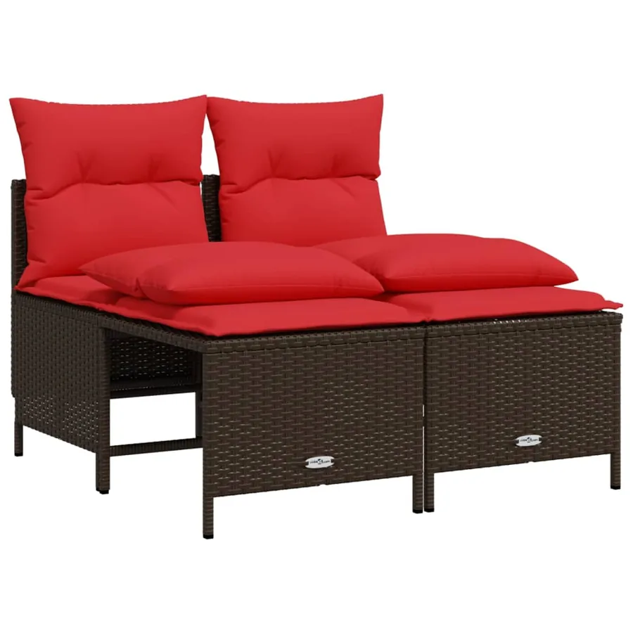 Ensemble de canapé de jardin 4 pcs avec coussins marron résine tressée - 2