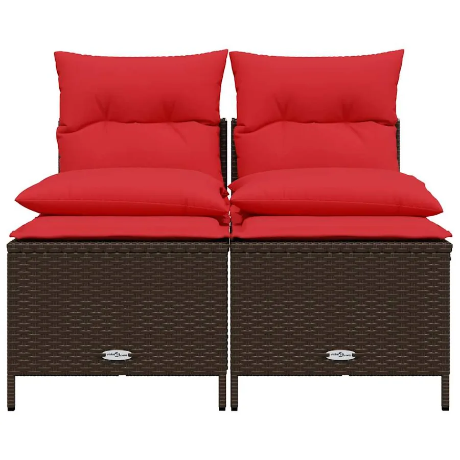Ensemble de canapé de jardin 4 pcs avec coussins marron résine tressée - 3
