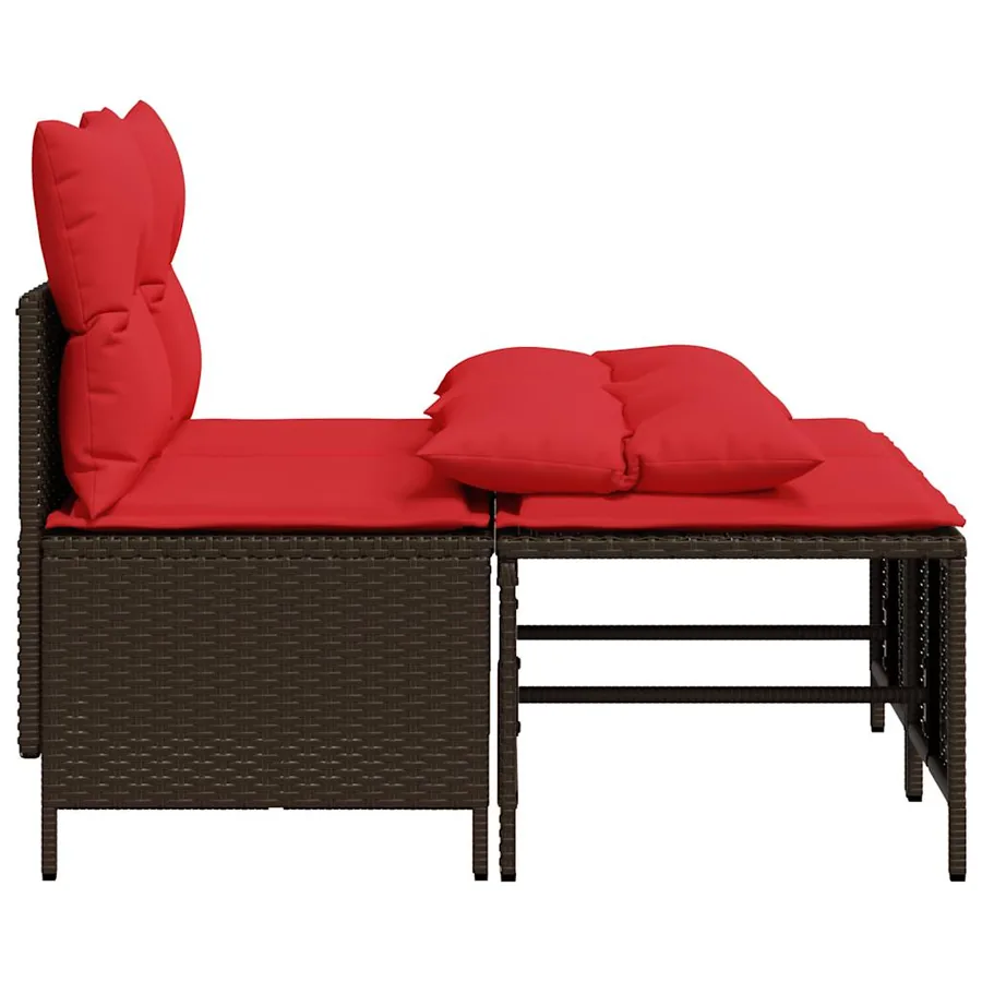 Ensemble de canapé de jardin 4 pcs avec coussins marron résine tressée - 4