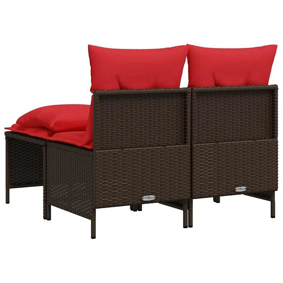 Ensemble de canapé de jardin 4 pcs avec coussins marron résine tressée - 5
