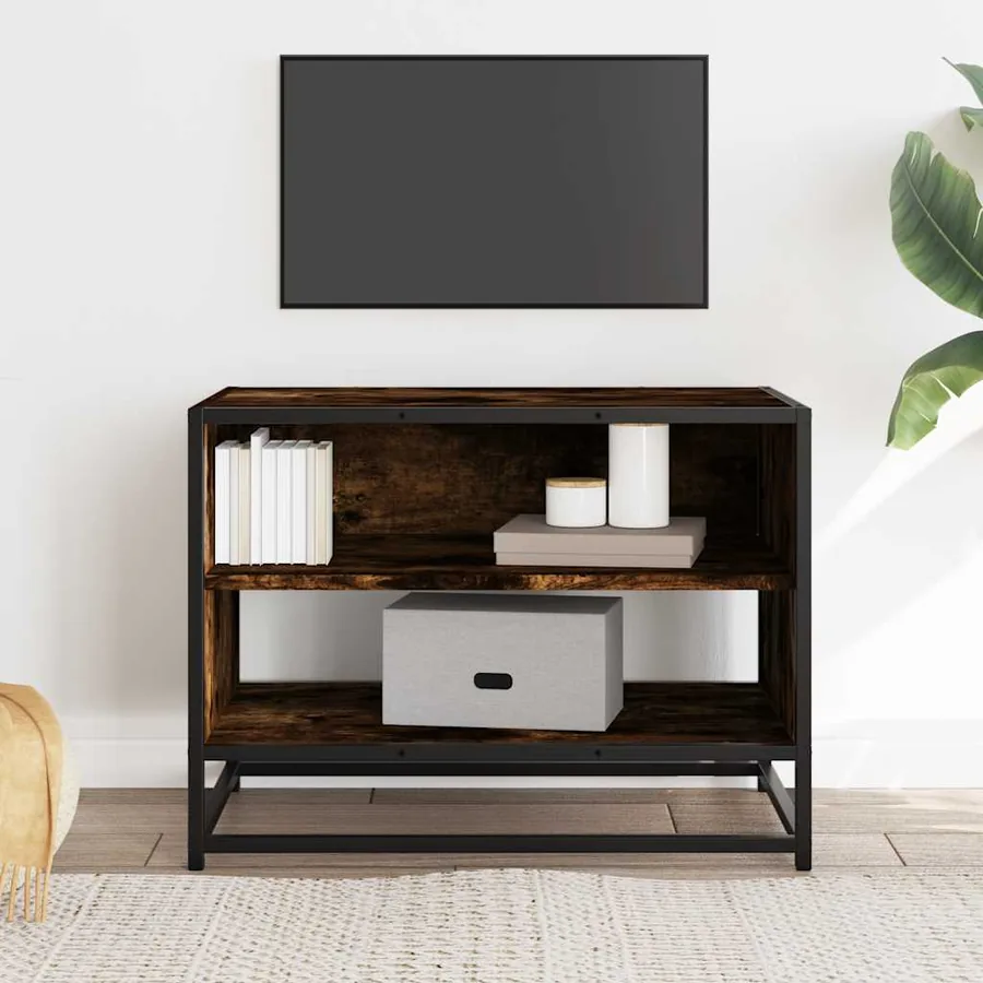 Meuble TV chêne fumé 61x40x46 cm bois d'ingénierie et métal - 3