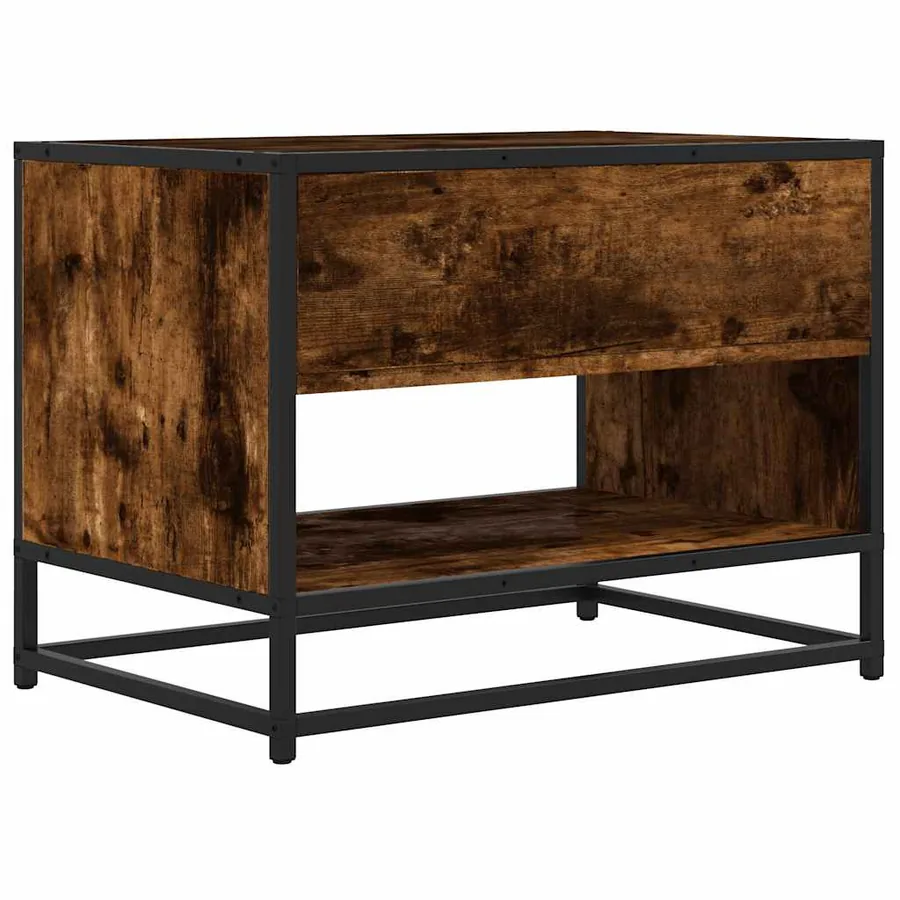 Meuble TV chêne fumé 61x40x46 cm bois d'ingénierie et métal - 5