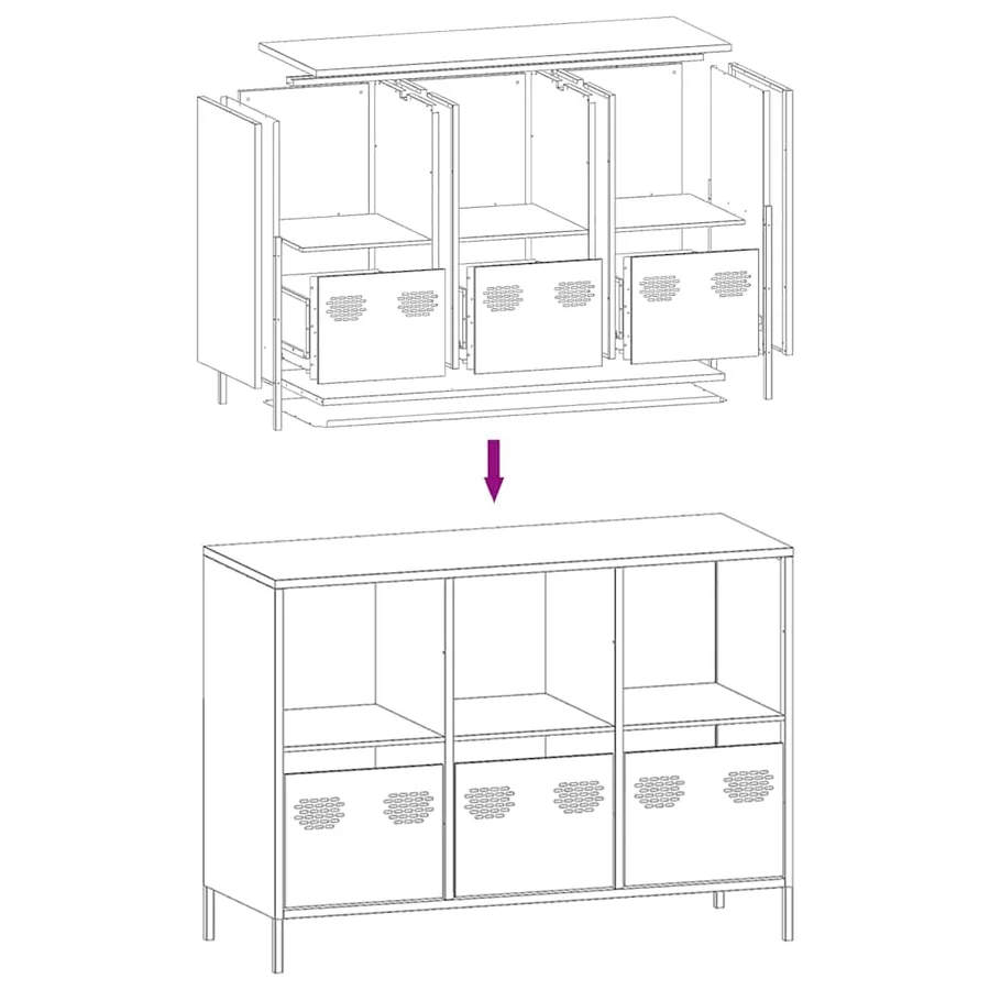 Buffet jaune moutarde 101,5x39x73,5 cm acier laminé à froid - 11
