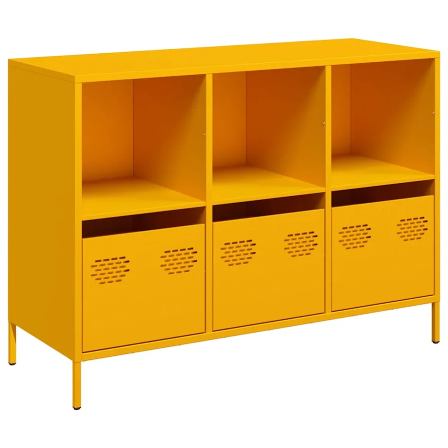 Buffet jaune moutarde 101,5x39x73,5 cm acier laminé à froid - 2
