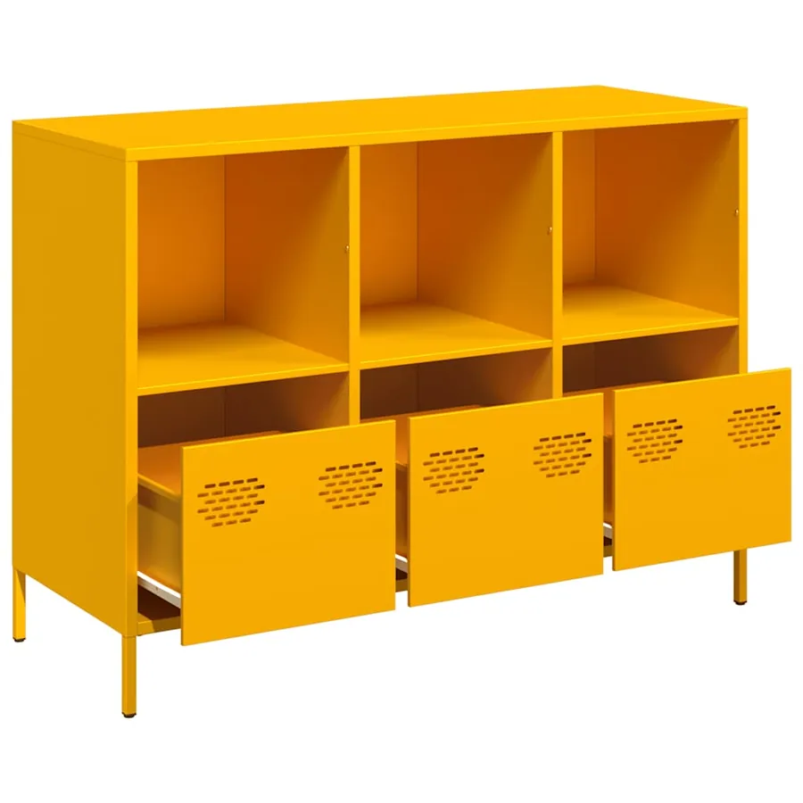 Buffet jaune moutarde 101,5x39x73,5 cm acier laminé à froid - 4