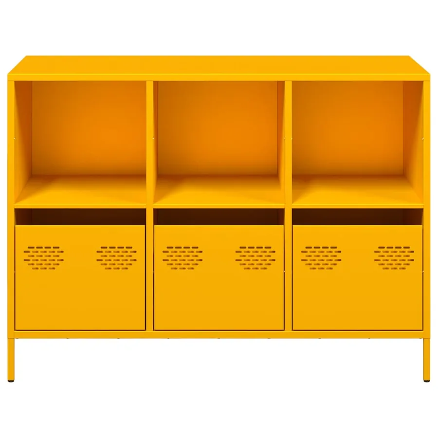 Buffet jaune moutarde 101,5x39x73,5 cm acier laminé à froid - 5