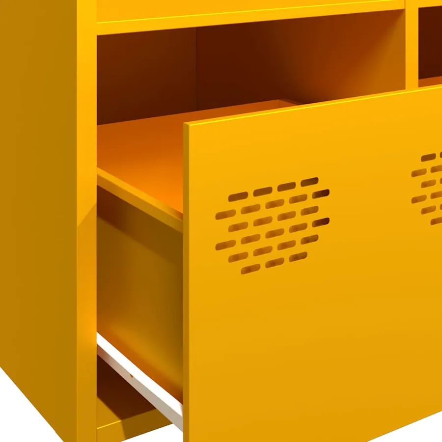 Buffet jaune moutarde 101,5x39x73,5 cm acier laminé à froid - 9