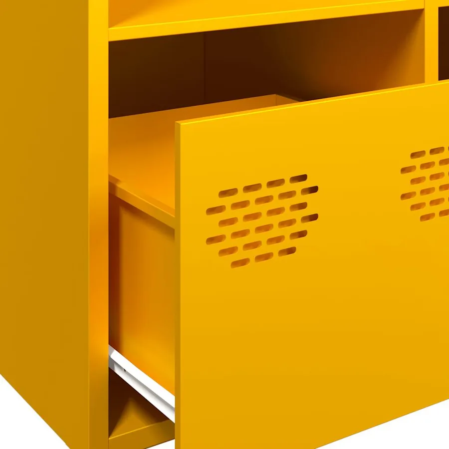 Buffet haut jaune moutarde 68x39x103,5 cm acier - 10