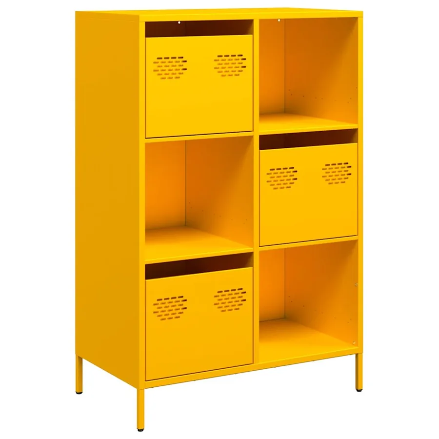 Buffet haut jaune moutarde 68x39x103,5 cm acier - 2