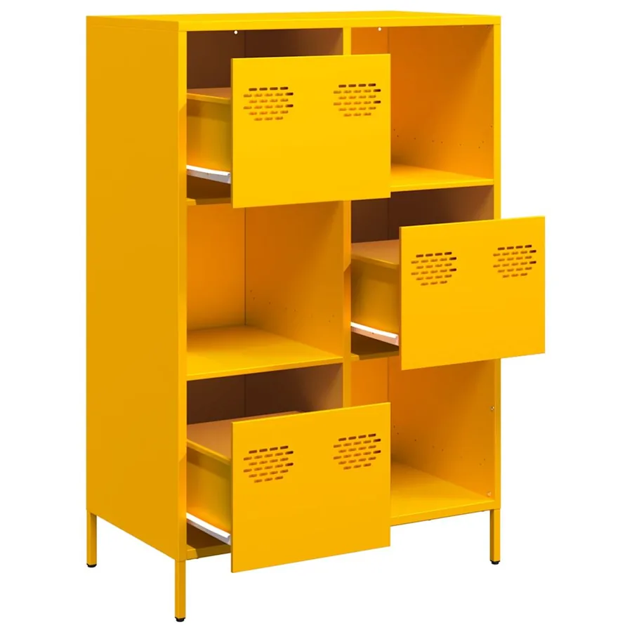 Buffet haut jaune moutarde 68x39x103,5 cm acier - 4