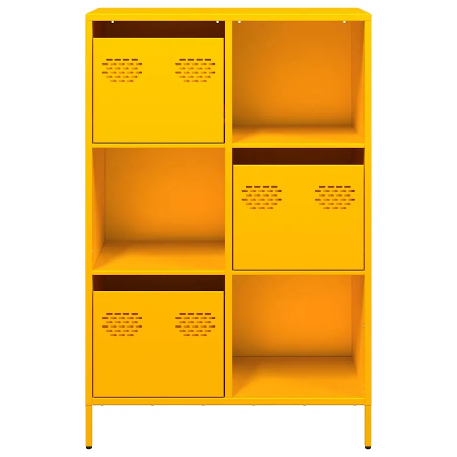 Buffet haut jaune moutarde 68x39x103,5 cm acier - 5