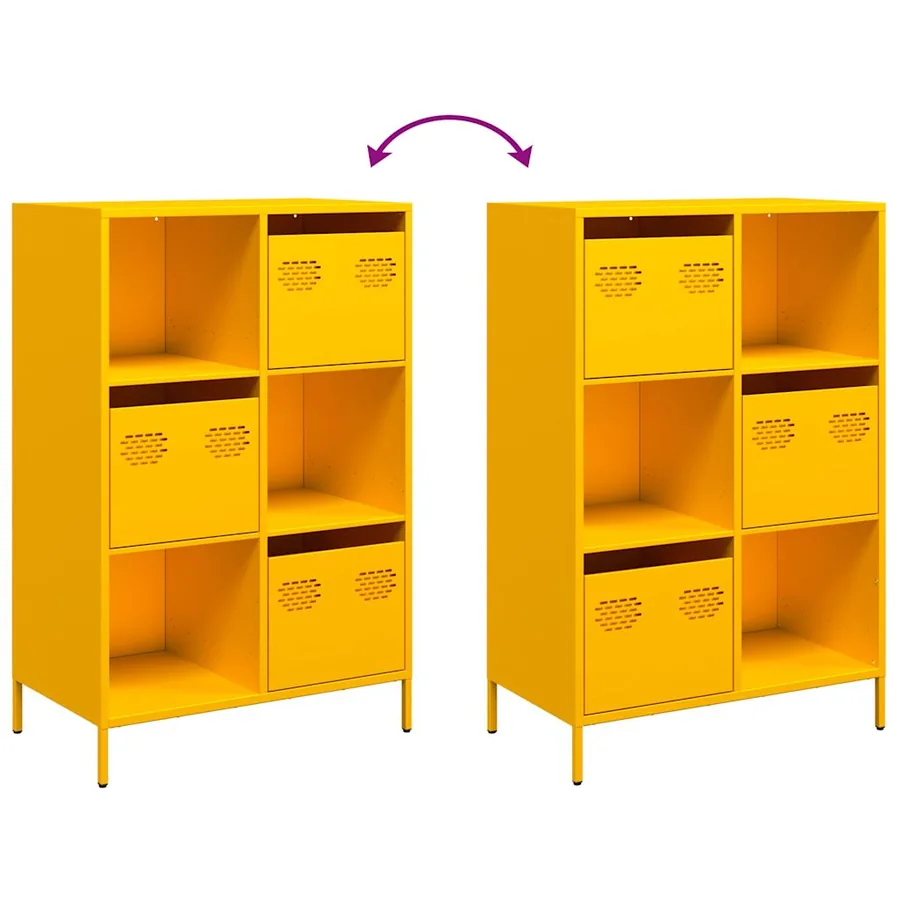 Buffet haut jaune moutarde 68x39x103,5 cm acier - 9