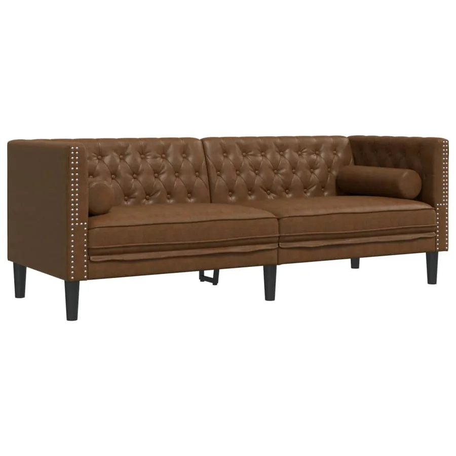Ensemble de canapé Chesterfield et traversins 3 pcs marron - 4