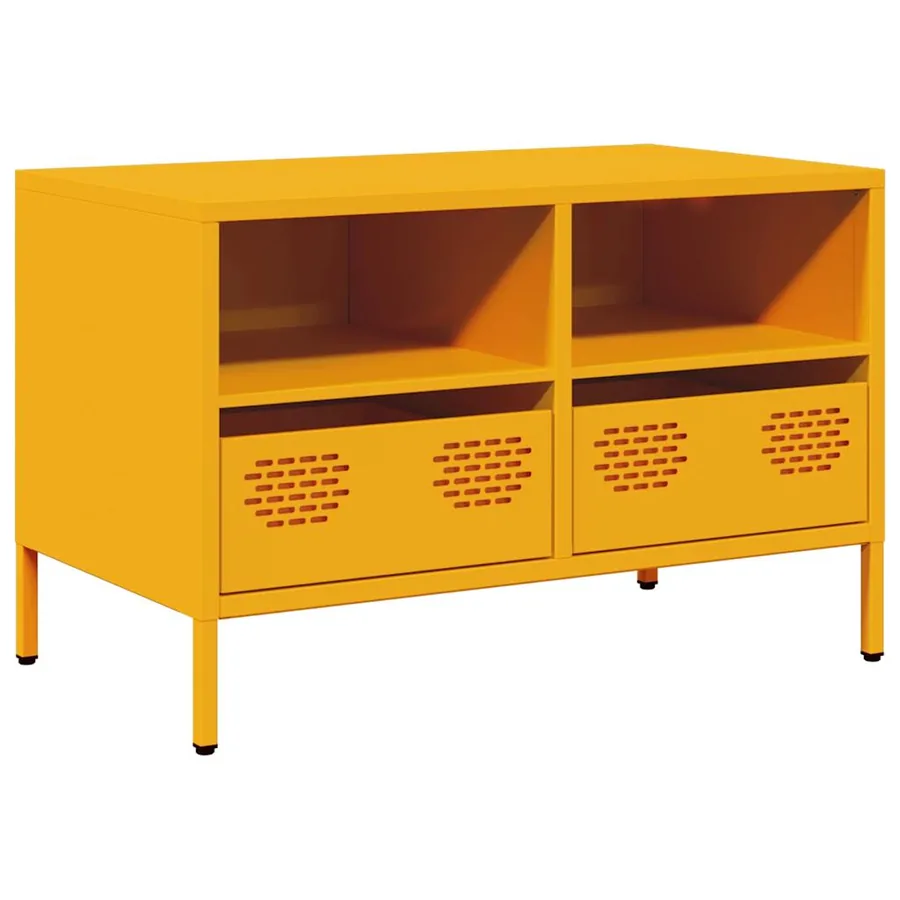 Meuble TV jaune moutarde 68x39x43,5 cm acier laminé à froid - 2