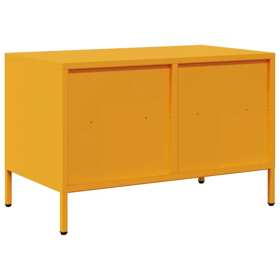 Meuble TV jaune moutarde 68x39x43,5 cm acier laminé à froid - 7