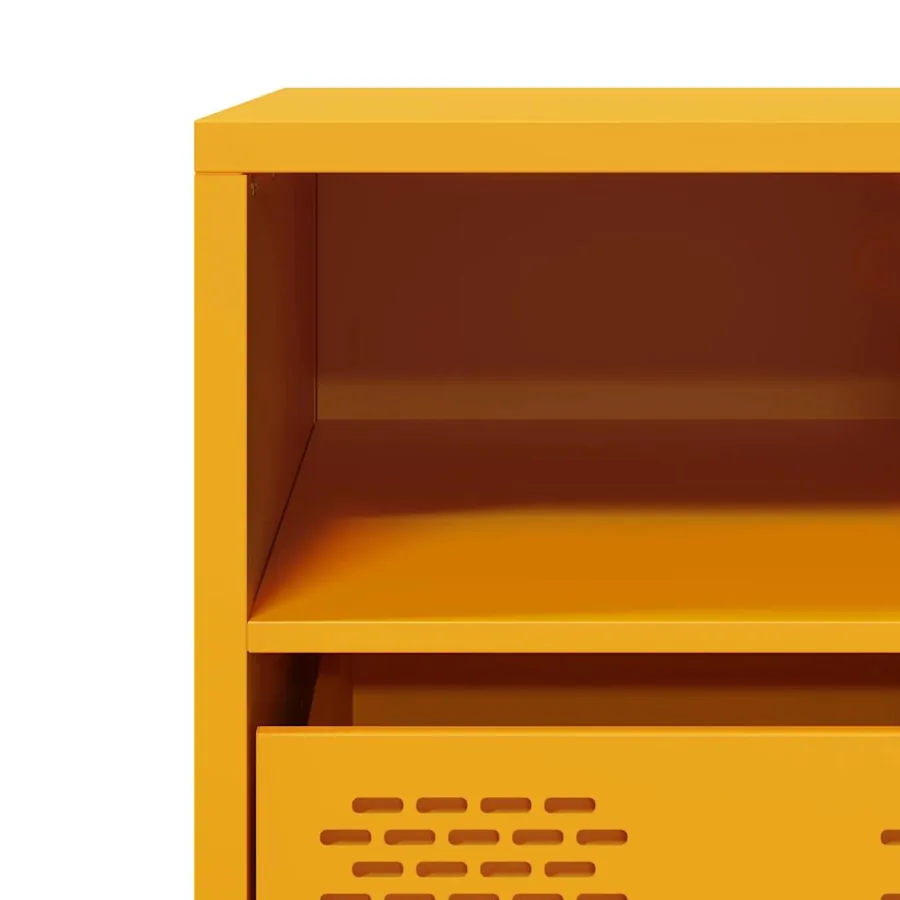 Meuble TV jaune moutarde 68x39x43,5 cm acier laminé à froid - 9