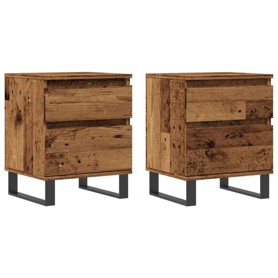 Tables de chevet 2 pcs vieux bois 40x35x50 cm bois d’ingénierie - 2