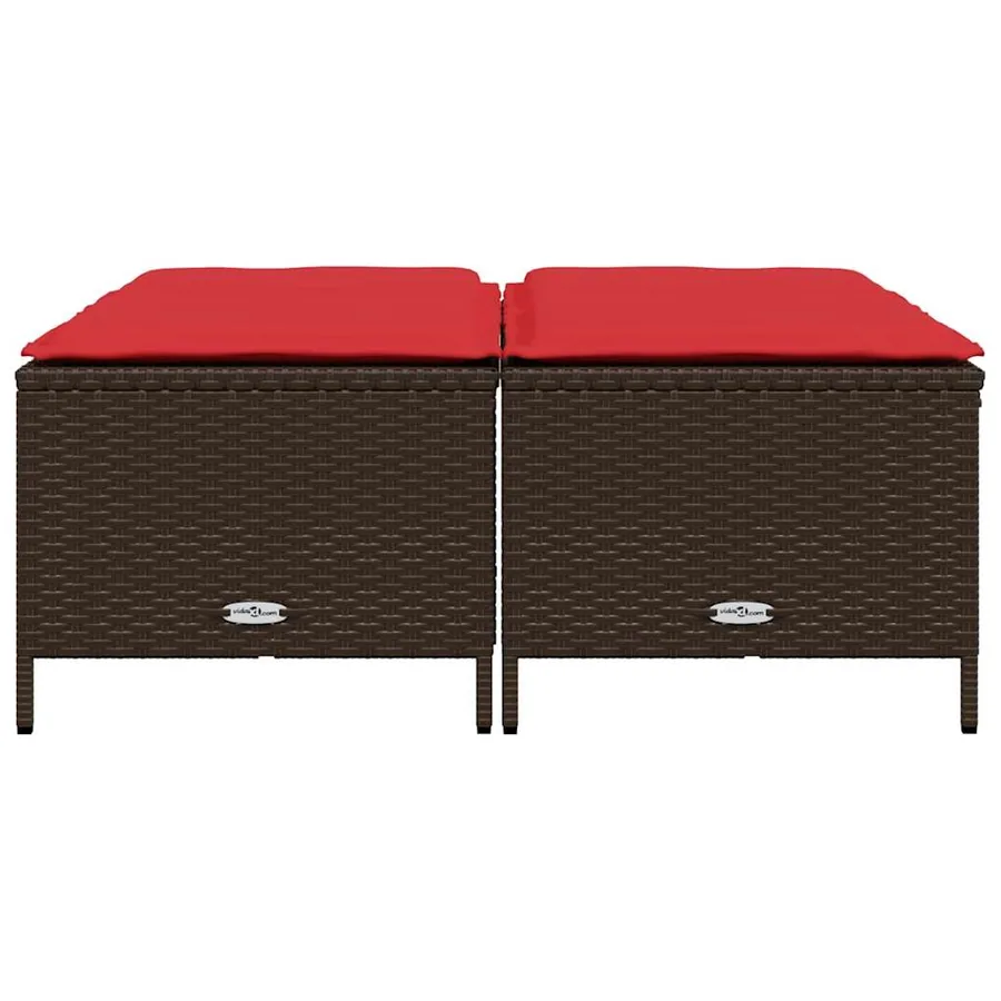 Tabourets de jardin avec coussins lot de 4 marron résine tressée - 3
