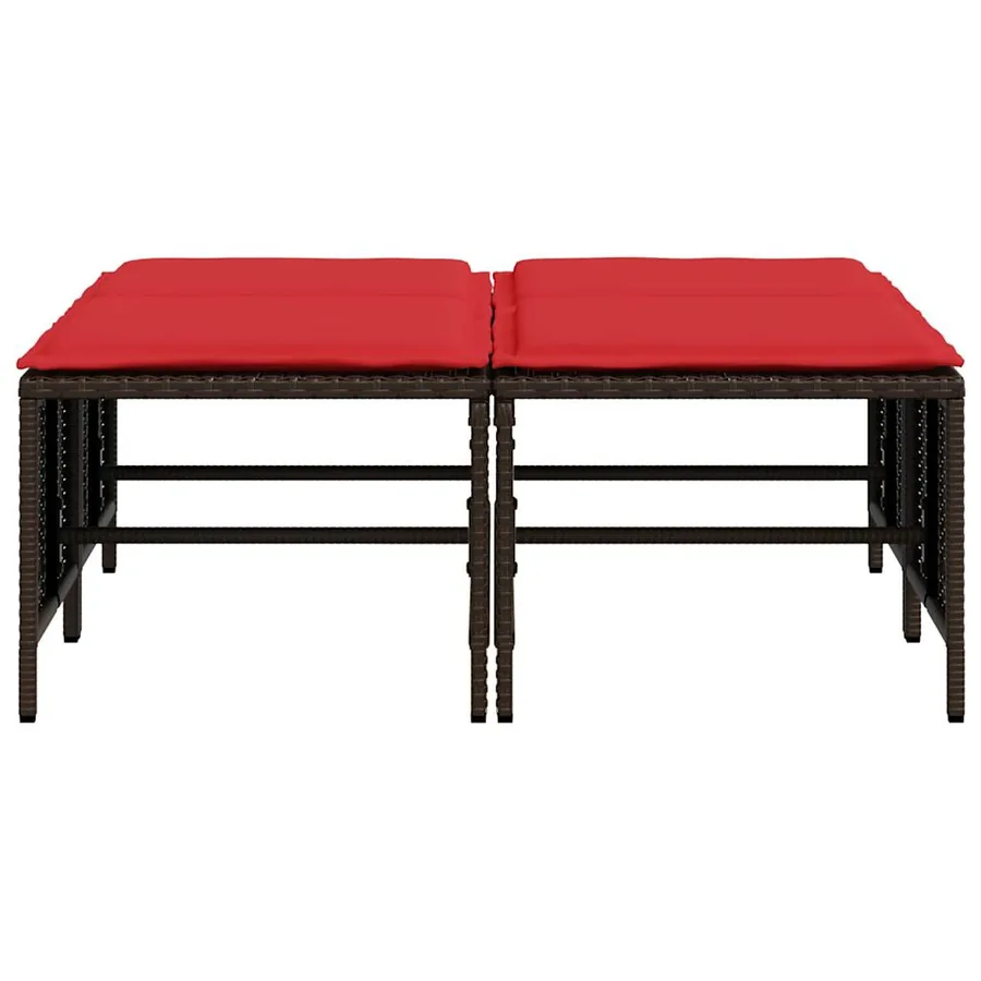 Tabourets de jardin avec coussins lot de 4 marron résine tressée - 4