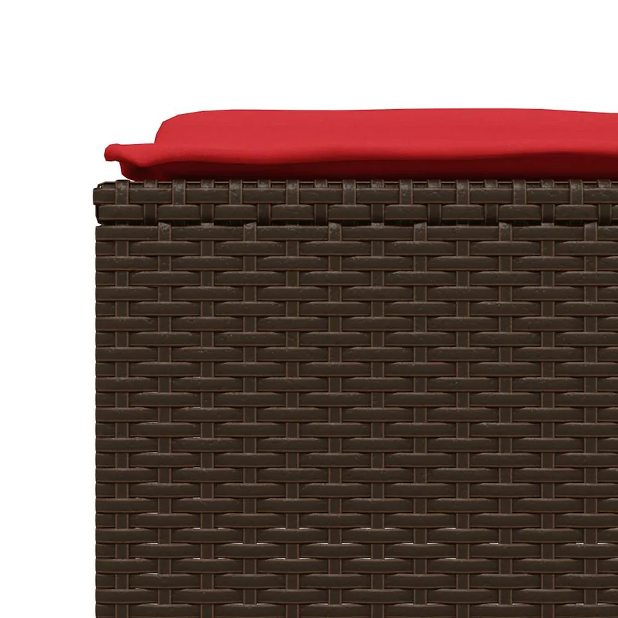 Tabourets de jardin avec coussins lot de 4 marron résine tressée - 6