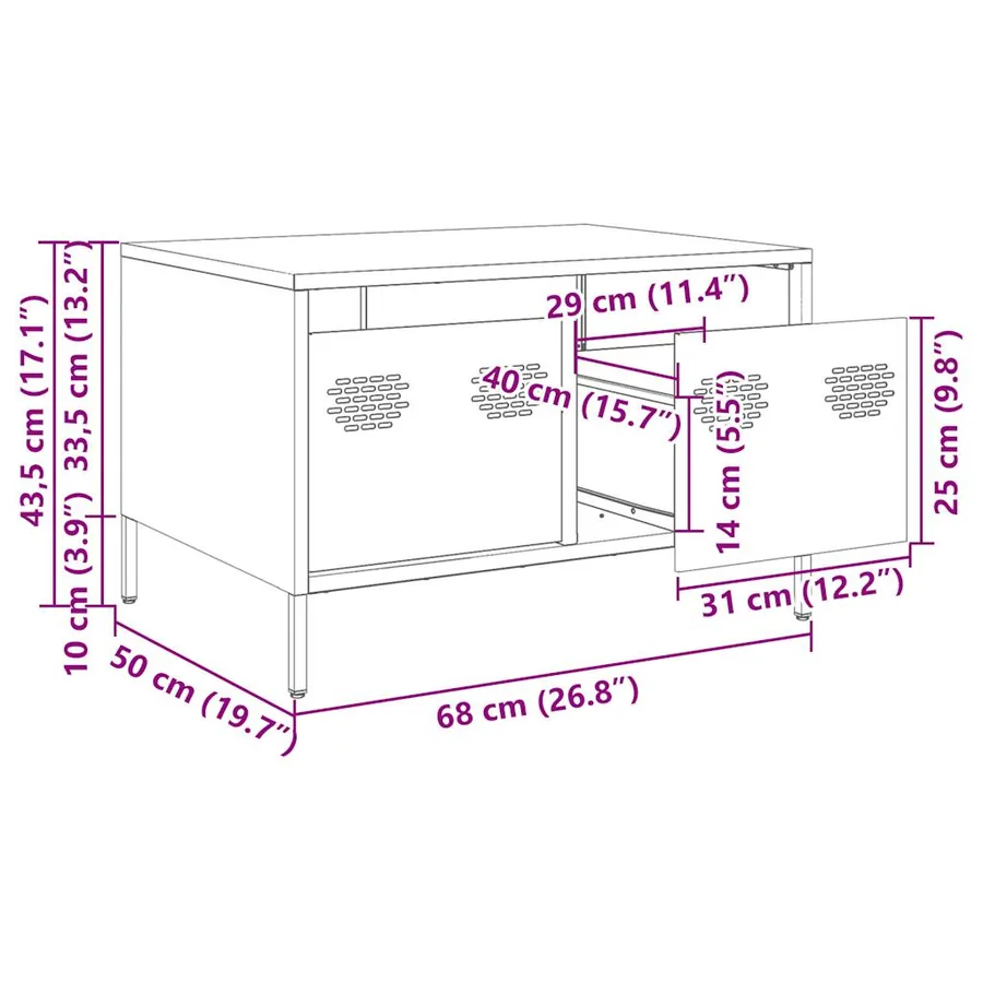 Meuble TV blanc 68x50x43,5 cm acier laminé à froid - 14
