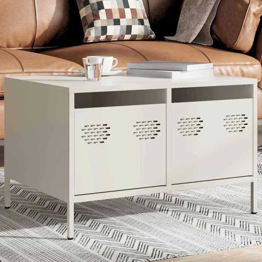 Meuble TV blanc 68x50x43,5 cm acier laminé à froid - 3
