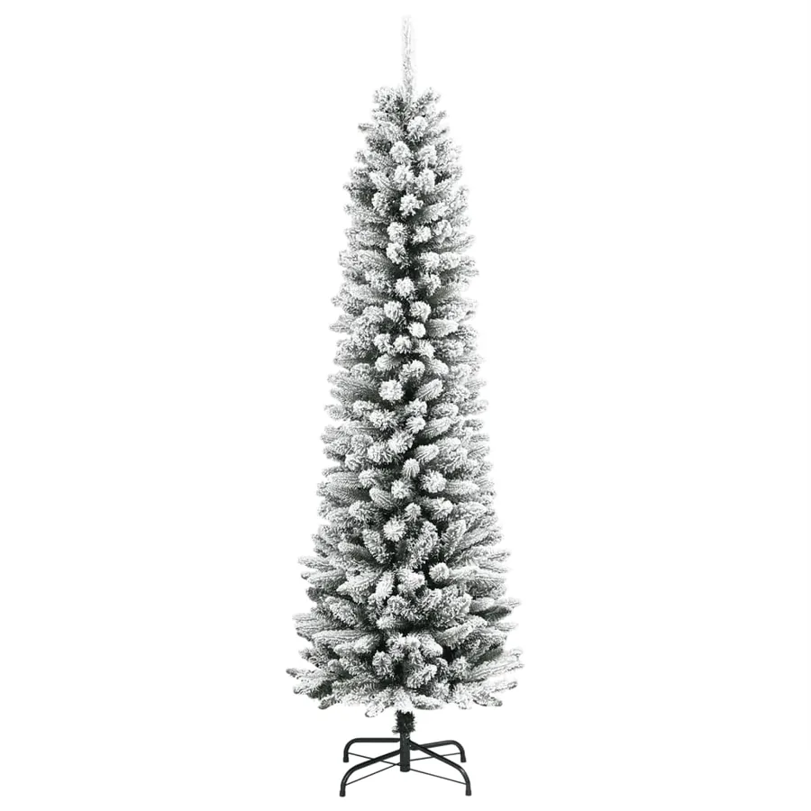Sapin de Noël artificiel mince avec neige floquée 240 cm PVC/PE - 2