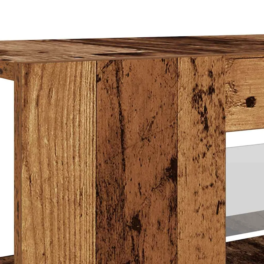 Meuble TV avec lumières LED vieux bois bois d'ingénierie - 10