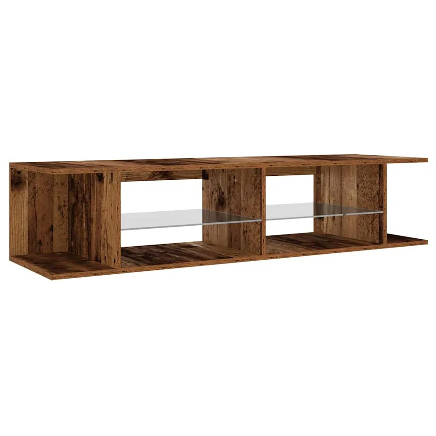 Meuble TV avec lumières LED vieux bois bois d'ingénierie - 9