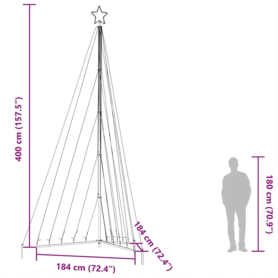 Sapin de Noël à LED 570 LED blanc chaud 399 cm - 12