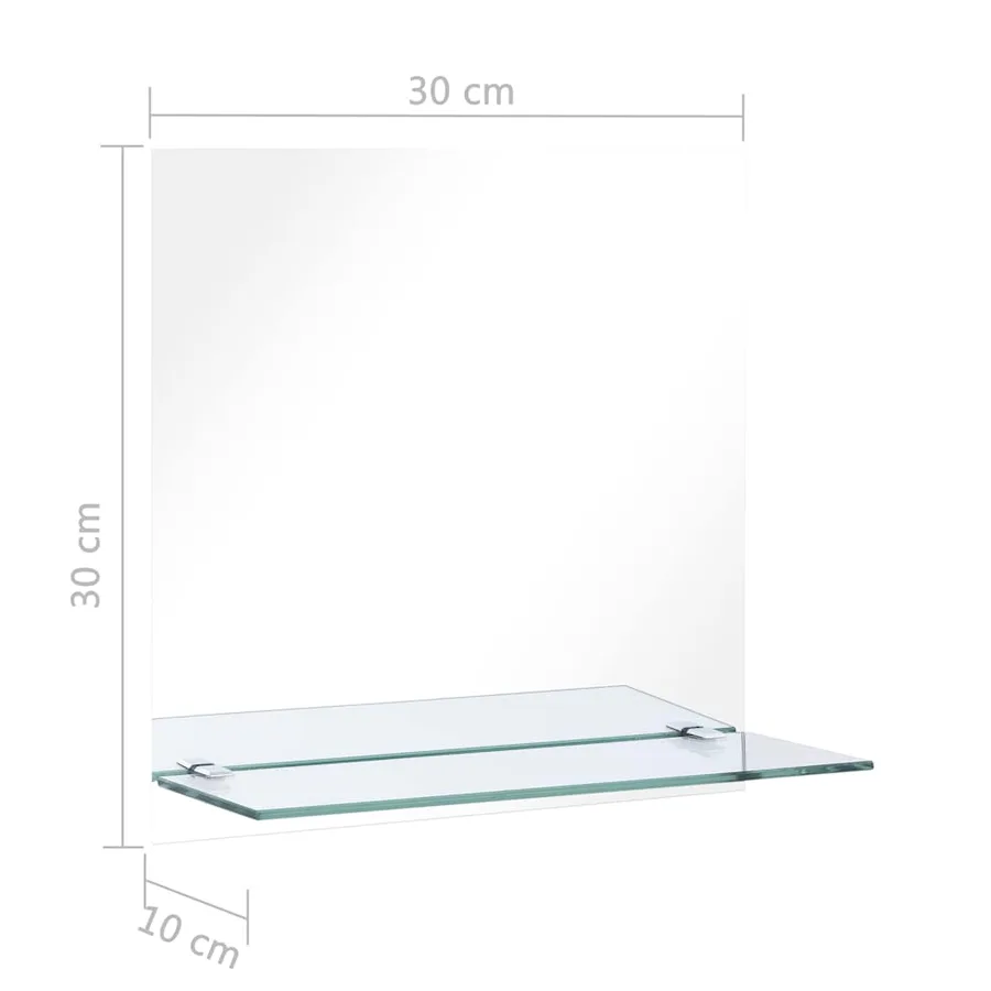 Miroir mural avec étagère 30x30 cm Verre trempé - 6