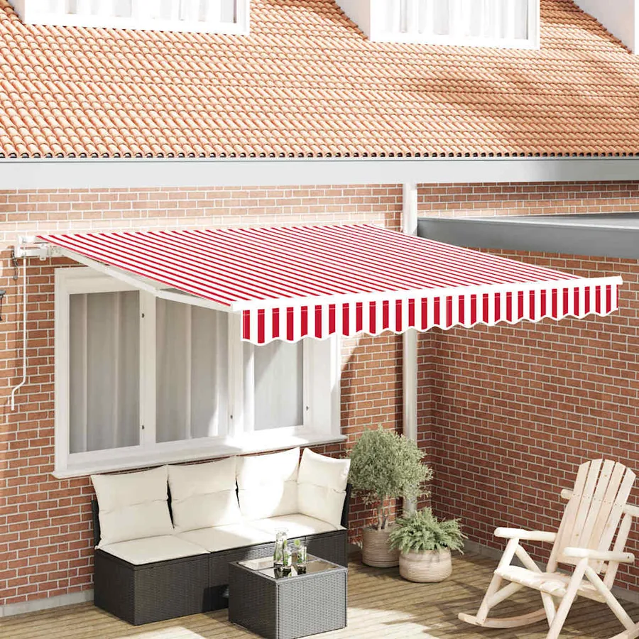 Auvent rétractable Rouge et Blanc 350 x 250 cm