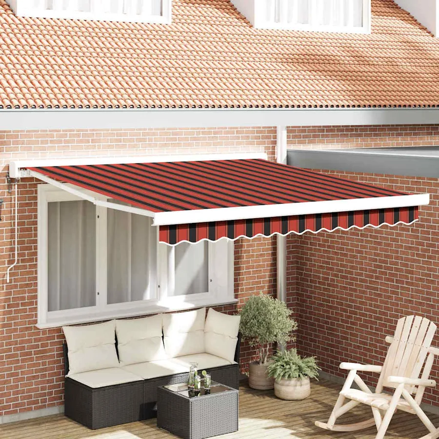Auvent rétractable Orange et marron 300 x 250 cm Tissu et Métal