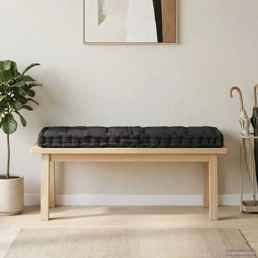 Coussin de plancher de palette Coton 120x40x7 cm Noir