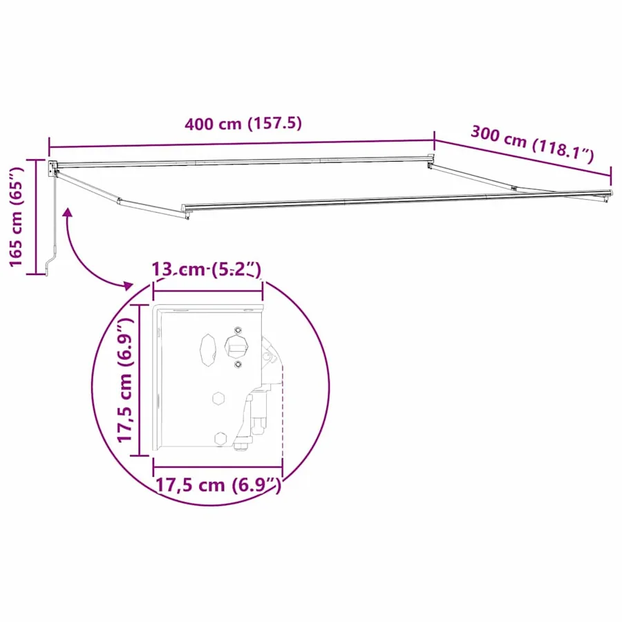 Auvent rétractable Multicolore 400 × 300 cm - 12