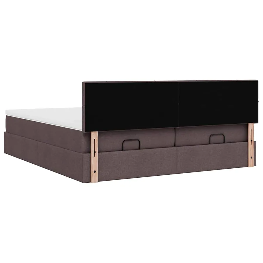 Cadre de lit ottoman avec matelas marron foncé 180x200 cm tissu - 11