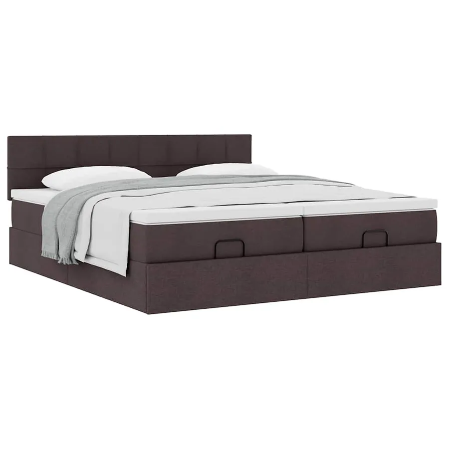 Cadre de lit ottoman avec matelas marron foncé 180x200 cm tissu - 5